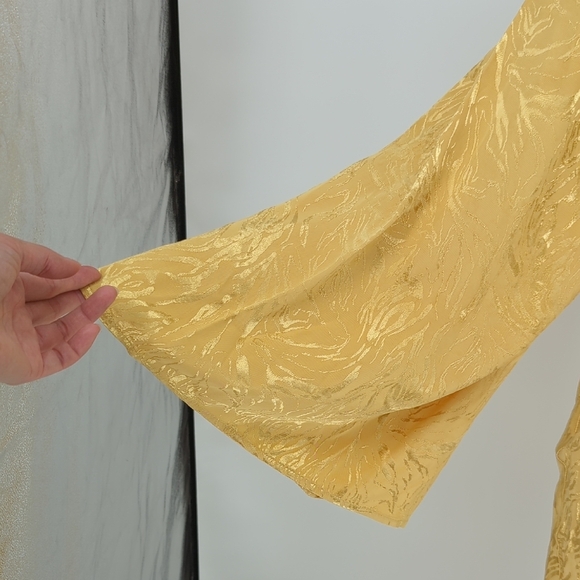 19987 H&M One Shoulder Animal Jacquard Satin Dress Gold Size Small evening party - Picture 5 of 9